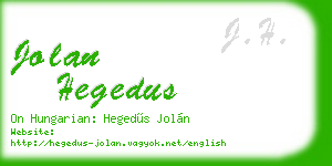 jolan hegedus business card